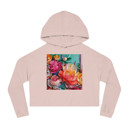 Peonies in Full Bloom Women’s Cropped Hooded Sweatshirt