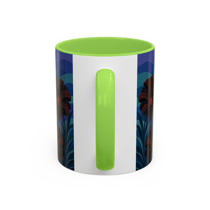 🖤🌺 The Midnight Floral Acrobat Colorful Mug – Art Deco Fashion Whimsy
