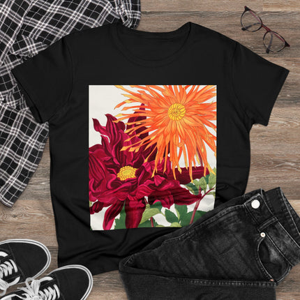 Dahlia Flower by Tanigami Kônan Women's Midweight Cotton Tee