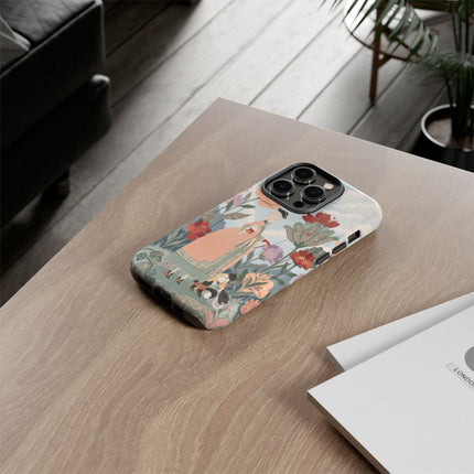 🌹🐈 The Lady And Puss In Boots Phone Case – Art Deco Floral Whimsy