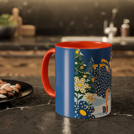 💙🌼 The Bluebell Christmas Promenade Colorful Mug – Art Deco Holiday Fantasy