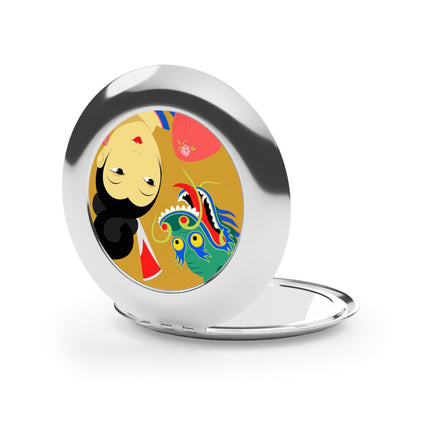 Dragon Fan Compact Mirror – Bold Chinese Fantasy & Elegant Strength