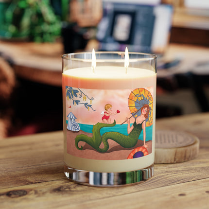 Mermaid with Parasol and Cupid by George Barbier Scented Candle - Full Glass, 11oz