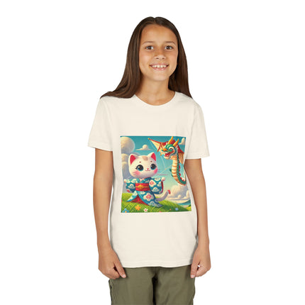 Geisha Kitten and the Dragon Kite Youth Short Sleeve Tee