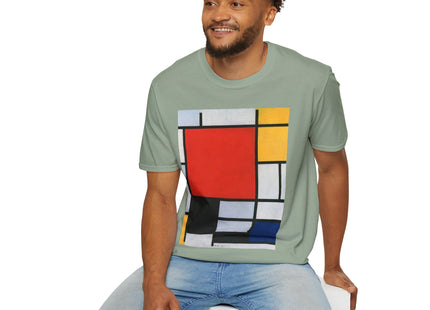 Composition with Red, Yellow, Blue, and Black Softstyle T-Shirt