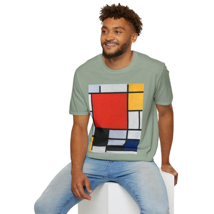 Composition with Red, Yellow, Blue, and Black Softstyle T-Shirt