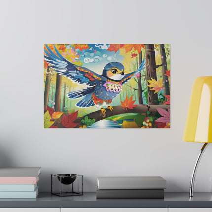Baby Hawk Plays in Forest Matte Canvas, Stretched, 0.75"