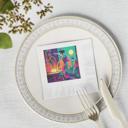 Dance of the Skeleton Ballerinas White Coined Napkins