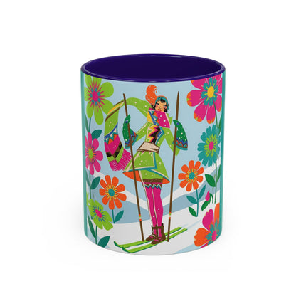 🎿🌸 The Winter Flower Adventurer Colorful Mug – Colorful Ski Fantasy