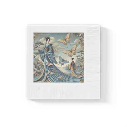 Butterfly Empress White Coined Napkins – Graceful Butterflies & Timeless Elegance