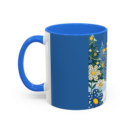 💙🌼 The Bluebell Christmas Promenade Colorful Mug – Art Deco Holiday Fantasy