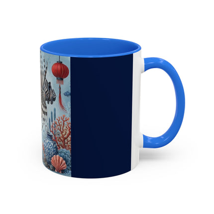 Lionfish & Lantern Colorful Mug – Mystical Ocean & Asian Harmony