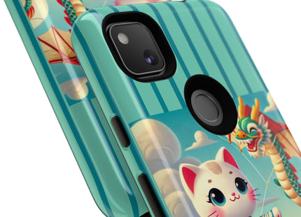 Geisha Kitten and the Dragon Kite Phone Cases