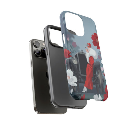🚗🌺 The Lady Of The Grand Touring Car Phone Case – Art Deco Motoring Elegance