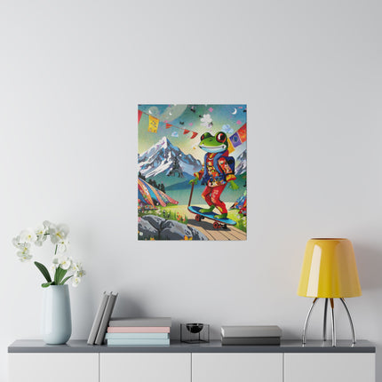 Skateboarding Frog Matte Canvas, Stretched, 0.75"