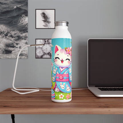 Springtime Kitten’s Easter Joy Slim Water Bottle