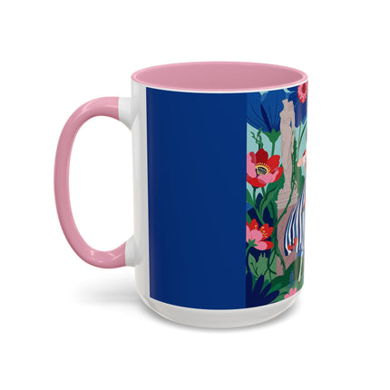 The Lady Of The Scarlet Bow Colorful Mugs – Art Deco Botanical Archer Elegance