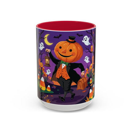🎃🏮 The Pumpkin Gentleman's Moonlit Stroll Colorful Mug – Whimsical Halloween Charm