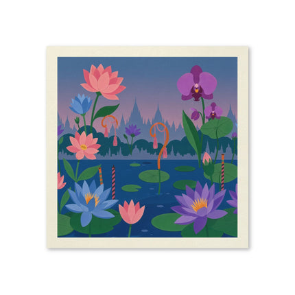 🪷🌸 The Enchanted Lotus And Orchid Garden Napkins – Whimsical Oriental Floral Elegance