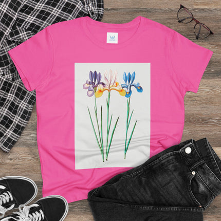 Women's Blue Iris Print Midweight Cotton Tee