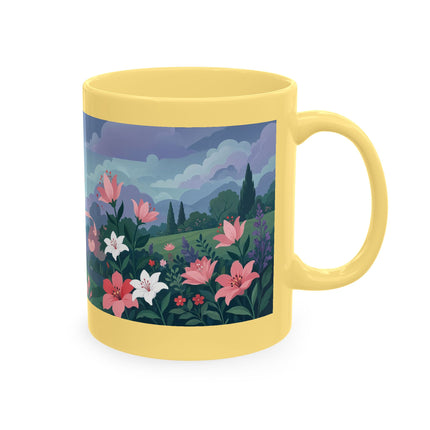 🌹💌 The Lady Blowing Kisses In The Rose Garden Ceramic Mug – Art Deco Floral Romance