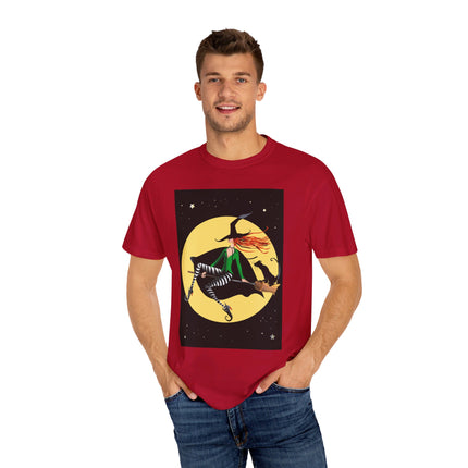 A Witch’s Moonlit Flight Unisex Garment-Dyed T-shirt