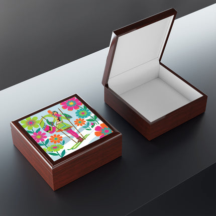 🎿🌸 The Winter Flower Adventurer Jewelry Box – Colorful Ski Fantasy