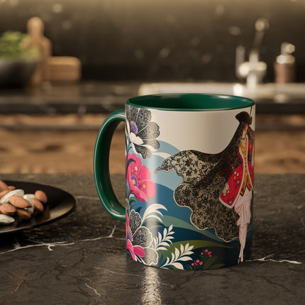 🌸🎀 The Pink Lace Garden Promenade Colorful Mug – Art Deco Fashion Elegance