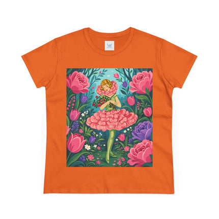 🌹🩰 The Rose Garden Dancer Cotton Tee – Art Deco Floral Whimsy