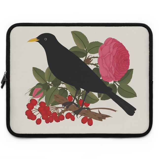 🐦🌹 Blackbird & Rose Laptop Sleeve – Timeless Beauty & Elegant Charm