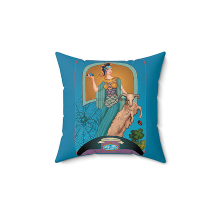 March & Aquamarine (Gem Series) by Sofia Chiostri Spun Polyester Square Pillow