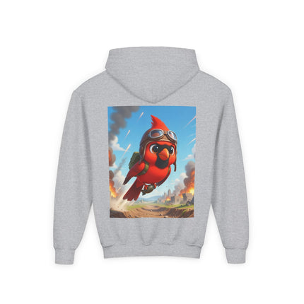 Cardinal Dive Bomber Youth Hooded Sweatshirt – Bold Flight & Fearless Adventure