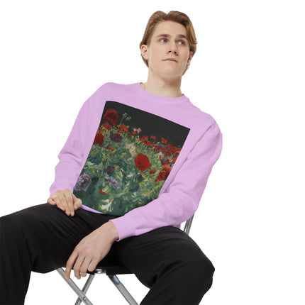 Poppies (A Study of Poppies for Carnation, Lily, Lily, Rose) by John Singer Sargent Unisex Garment-Dyed Sweatshirt