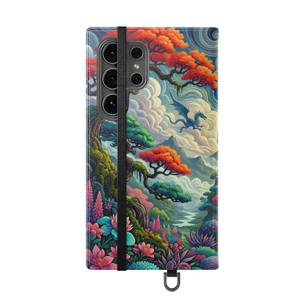 Mystic Guardian of the Sky Flip Case – Warrior Fairy & Turquoise Dragon