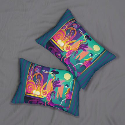 Dance of the Skeleton Ballerinas Spun Polyester Lumbar Pillow