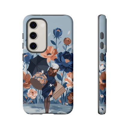 ☂️🌺 The Lady Of The Traveling Garden Phone Case – Art Deco Floral Adventure
