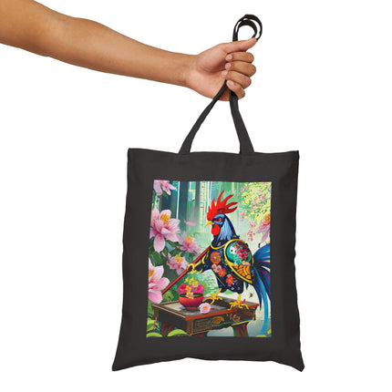 Cyberpunk Rooster Cotton Canvas Tote Bag