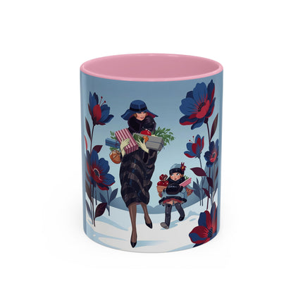 🎁🌺 The Christmas Gift Garden Stroll Colorful Mug – Art Deco Holiday Fantasy