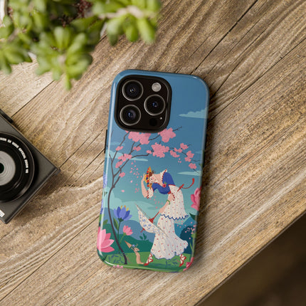 🌸☂️ The Lady Of The Falling Blossoms Phone Case – Art Deco Garden Whimsy