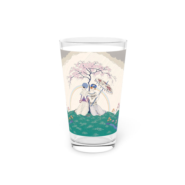 🌈☂️ Beneath The Rainbow Tree Pint Glass – Art Deco Spring Fantasy