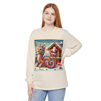 Playful Dragon's Christmas Unisex Garment-dyed Long Sleeve T-Shirt