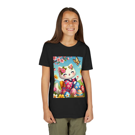 Easter Kitten and Painted Eggs Youth Short Sleeve Tee