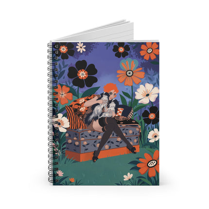 🌺🐕 The Lady Of The Floral Salon Spiral Notebook – Art Deco Garden Whimsy