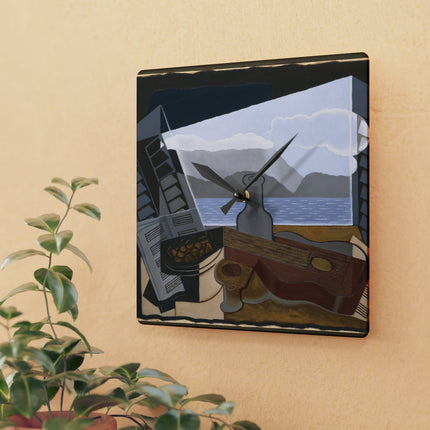 Open Window by Juan Gris Acrylic Wall Clock, Round and Square