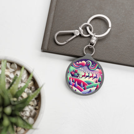 Festive Reindeer Flight Keyring Tag