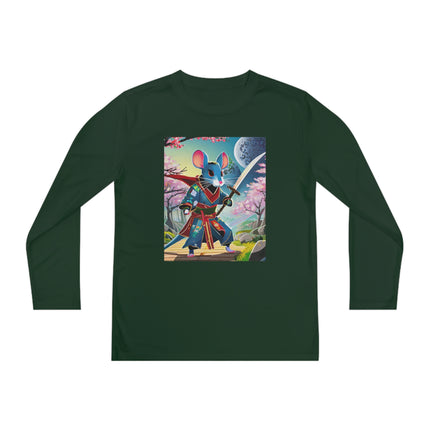 Cyber Samurai Rat Youth Long Sleeve Competitor Tee – Neon Warriors & Futuristic Adventure