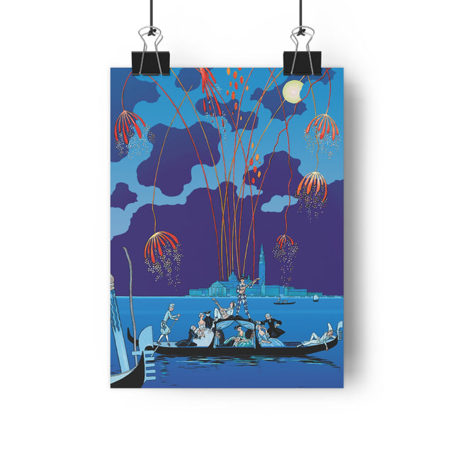 Fireworks in Venice by George Barbier Giclée Art Print
