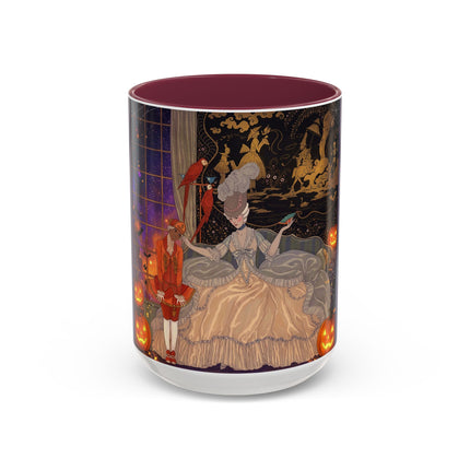🌙🎃 The Moonlit Parlor Masquerade Colorful Mug – Elegant Halloween Romance