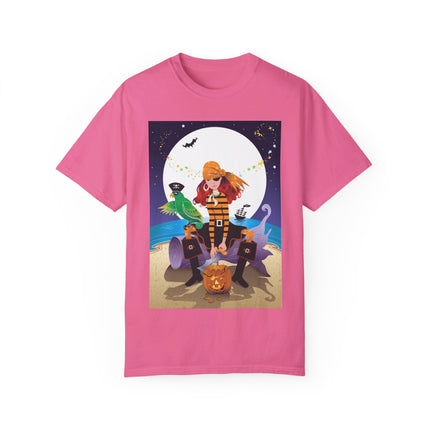 Moonlit Pirate Halloween Unisex Garment-Dyed T-shirt