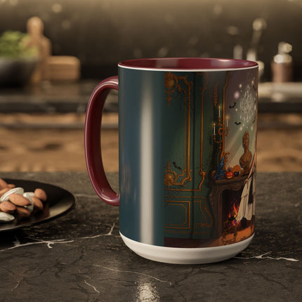 🕯️🎃 The Moonlit Manor Drawing Room Colorful Mug – Elegant Halloween Charm